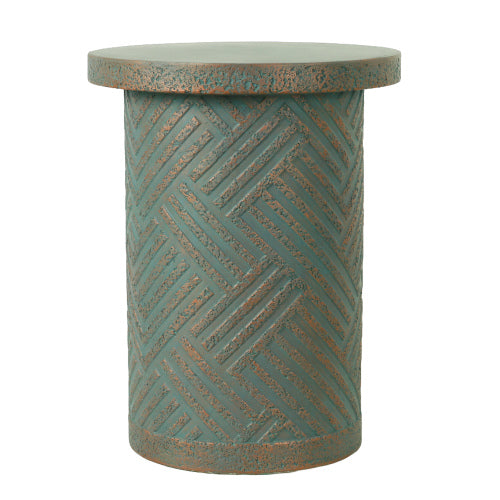 Cement Outdoor End Tables for Patio, GardenAccent Table, Modern Small Round Side Tablefor Outside, Tree Stump Garden Stool DrumTable indoor and Outdoor