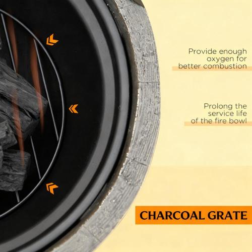 Woodgrain Design Outdoor Fire Pit,Metal Wood Burning Fireplace with Spark Cover