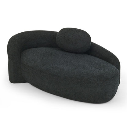 Black Modern Oval Bouclé Lazy Lounge Chair,Integrated Backrest & Side Armrest
