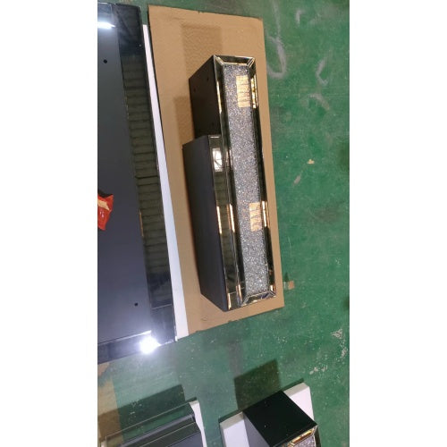 10 inches wide X 10 inches deep X 32 inches high English inch acrylic diamond mirror wall furnace frame with two side pillars, independent fireplace frame with built-in filling material: acrylic high