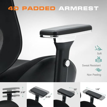 Big and Tall Office Chair with Wide Thick Seat Cushion for Heavy People Ergonomic Computer Mesh Desk Chairs with 4D Armrests, Adjustable Lumbar Support for Adults 8 Hours daliy Work