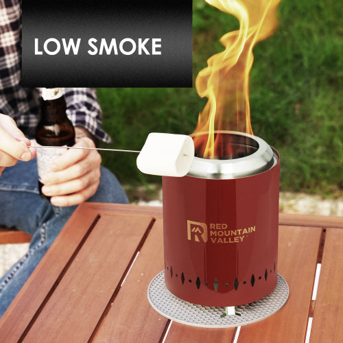 Smokeless Tabletop Fire Pit with Mat, Portable Mini Low Smoke Camping Stove,