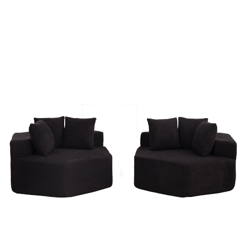 54 inch  Hexagonal Modular Chenille Lounge Chair 2-Pack, Compressed Shipping