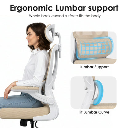 Ergonomic Office Chair, Desk Chair with Headrest and Lumbar Support, High Back Swivel Home Office Chair with Headrest for Home Office Bedroom, Gifts