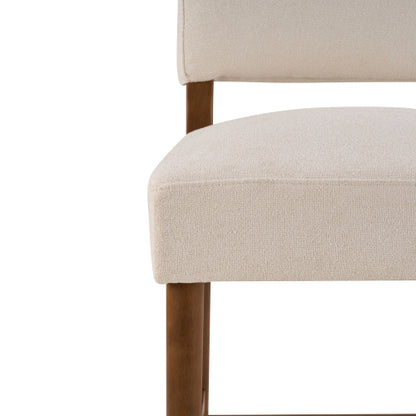26inch  Seat Height Fabric & Rubberwood Bar Stool, Beige Upholstery with Adjustable Floor Leveler, Spacious Seat for Kitchen Island(Beige,set of 2)