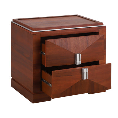 Mid-Century Modern Nightstand, 2 Drawers Wide Sofa Side Table,Wood Diamond Shaped End Table with Storage,Closet with Heavy Duty Base,Small Bedside Table for Bedroom,Living Room,Entrance, Dark Brown
