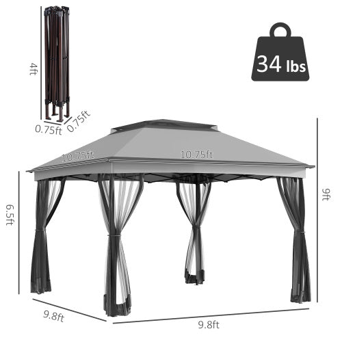Easy to Setup Foldable Gazebo,Outdoor Patio Pop Up Canopy Gazebo Shelter with Zipper Netting,Carry Bag