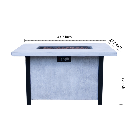 44" W x 25" H Outdoor Patio Propane Gas Fire Pit Table - 50,000 BTU High-temperature-resistant carving process for environmentally friendly materials with the effect of charcoal grain