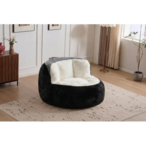 Black-White-Grey Multicolor Faux-Fur Oversized Bean Bag Chair