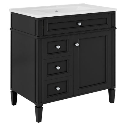 30'' Bathroom Vanity with Top Sink, Modern Bathroom Storage Cabinet with 2 Drawers and a Tip-out Drawer, Single Sink Bathroom Vanity