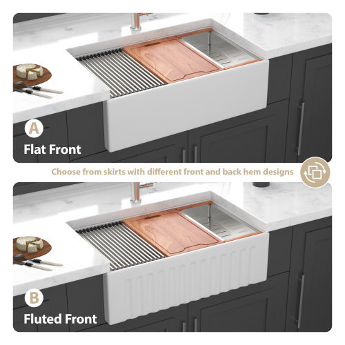 30 x 20 x 10 inch White Farmhouse Sink Workstation - Porcelain Ceramic Single Bowl Farm Kitchen Sink