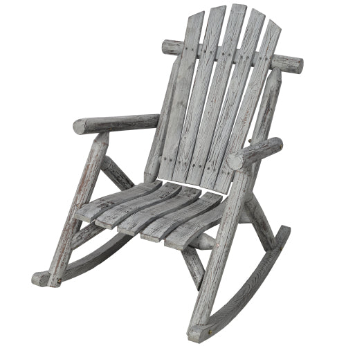 Wooden Porch Rocker Chair,Durable Wooden Porch Rocker Chair,Fir log Rocking Chair,Patio Rockers for Outside,Garde.Light Gray Color