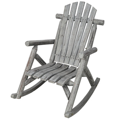 Wooden Porch Rocker Chair,Durable Wooden Porch Rocker Chair,Fir log Rocking Chair,Patio Rockers for Outside,Garde.Light Gray Color
