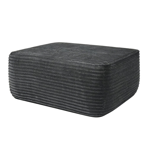 Plush Ottoman Grey Corduroy Modular Sofa Extension Seat