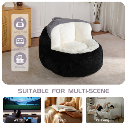 Black-White-Grey Multicolor Faux-Fur Oversized Bean Bag Chair