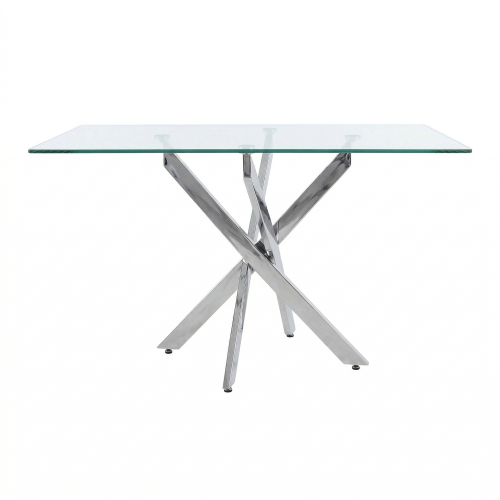 47.24 Inch Tempered Glass Table with Silver Legs