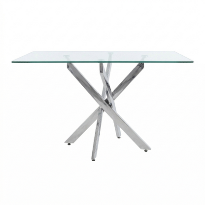 47.24 Inch Tempered Glass Table with Silver Legs