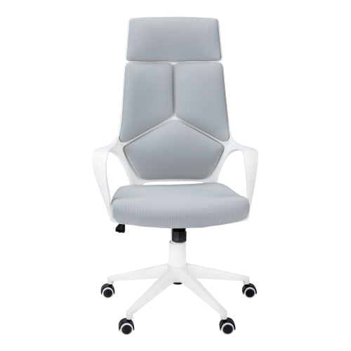 Office Chair, Adjustable Height, Swivel, Ergonomic, Armrests, Computer Desk, Work, Grey Mesh, White Metal, Contemporary, Modern