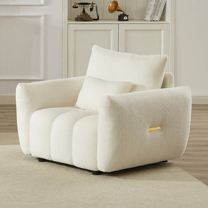 35.24-Inch Teddy Fleece Modern Lounge Accent Chair with 1 Pillow for Apartment Living-Room Bedroom