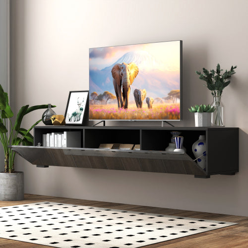Wall Mount Floating Melamine TV Console Drop Down Hidden Cabinet Media Storage Shelf