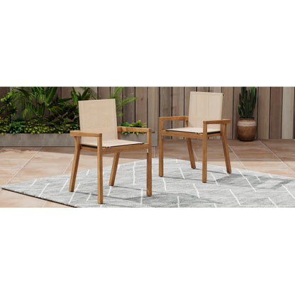 BELFAST DINING CHAIR,Set of 2,Teak Frame+ Beige Textile