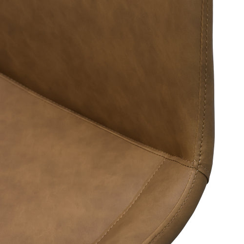 Brown PU Leather Dining Chair with Metal Legs, Modern Upholstered Chair Set for Kitchen & Dining Room