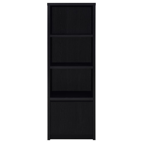 Black 3-Tier Vertical Media Tower Storage Pier with Bottom Cabinet