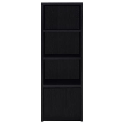 Black 3-Tier Vertical Media Tower Storage Pier with Bottom Cabinet