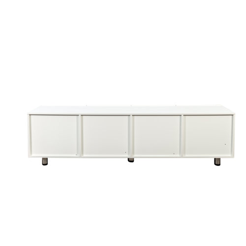 White Modern Particle Board TV Stand 2 Drawer Metal Leg Media Console Cabinet For 65 inch+ TV