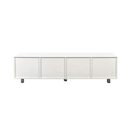 White Modern Particle Board TV Stand 2 Drawer Metal Leg Media Console Cabinet For 65 inch+ TV