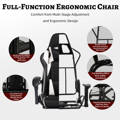 E-sports Gaming Chair Sports Car Driving Seat PU Material Moulded Sponge Comfortable and Safe With Massage White