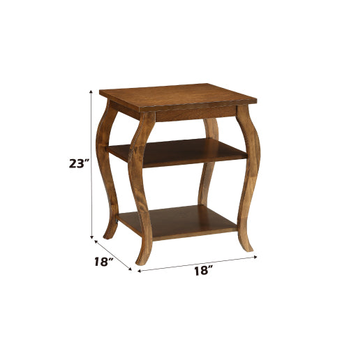Walnut Square Accent Table 2 Tier Open Storage Cabriole Legs Design