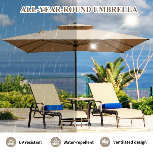 10'X10' Square Cantilever Umbrella with Center Pole, Beige (Base Not Included)
