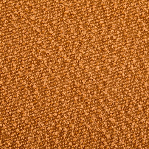 Round Boucle Ottoman, Pumpkin Orange Upholstered Footrest with Splayed Rubber Wood Legs, Multi-Scene Accent Stool