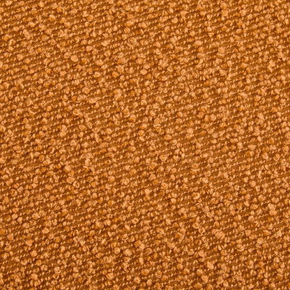 Round Boucle Ottoman, Pumpkin Orange Upholstered Footrest with Splayed Rubber Wood Legs, Multi-Scene Accent Stool