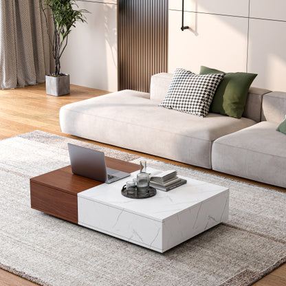 Modern Walnut Coffee Table with Storage MDF Living Room Center Table