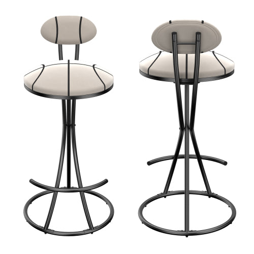 Upholstered Bar Stools Set of 2 Striped Counter Height Barstools Modern Velvet Dining Chairs for Kitchen Island, Living Room (Black & Stripe)