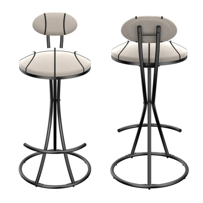 Upholstered Bar Stools Set of 2 Striped Counter Height Barstools Modern Velvet Dining Chairs for Kitchen Island, Living Room (Black & Stripe)