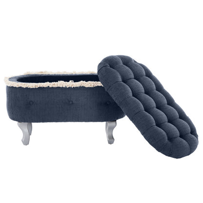 29.5'' Storage Ottoman Bench Tufted Upholstered End of Bed Bench with Fringe