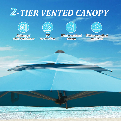 Round Cantilever Umbrella with Center Pole, Lake Blue (Base Not Included)