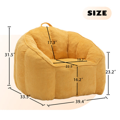 Corduroy Giant Bean Bag Chair Sofa with Armrests for Adults & Teens