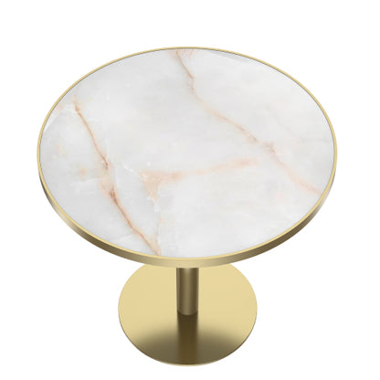 Round Modern Dinning Table 31.5 inches Bistro Table Tulip Table with Faux Marble top,Easy Assemble,Sturdy Metal Frame Diameter