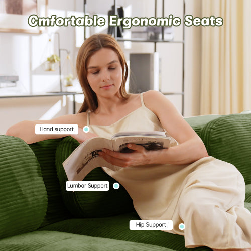 82'' loveseat sofa in luxuryCorduroy Fabric modular for free combo separation curved armrests ,anti-slip design high-resilience sponge fits living rooms bedrooms Audiovisual Room,Olive green