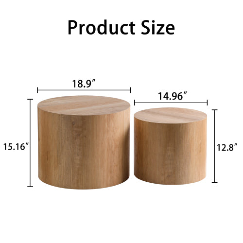 Set of 2 Wood Grain Nesting Coffee Tables