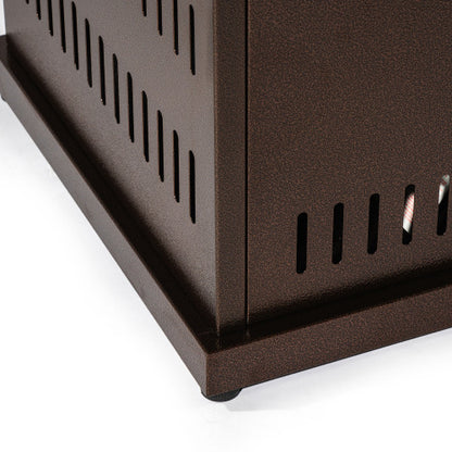 28" Propane Gas Fire Pit Table, 50000 BTU Square Steel Fire Pit for Outside Patio Deck Garden Courtyard-Brown