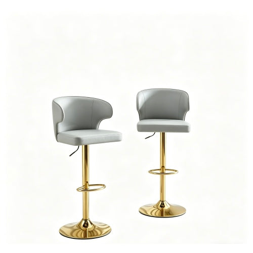 Set of 2 Grey PU Swivel Dining Chairs ,Height Adjustable, 360¡ã Rotation Bar Stools