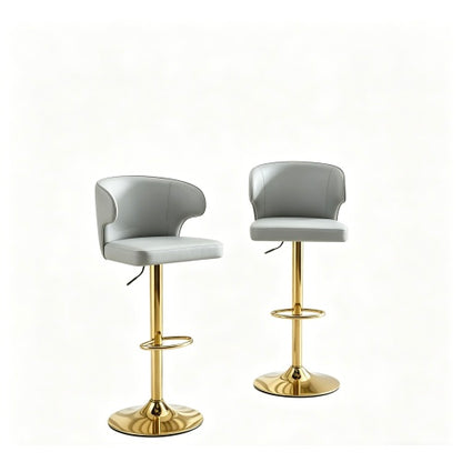 Set of 2 Grey PU Swivel Dining Chairs ,Height Adjustable, 360¡ã Rotation Bar Stools