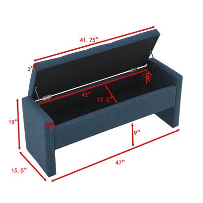 Modern Bed End Bench with Storage,Upholstered Large Foot Rest Stool, Comfy Window Vanity Bench for Living Room,Bedroom,Dorm,Coffee Table,Linen Navy Blue