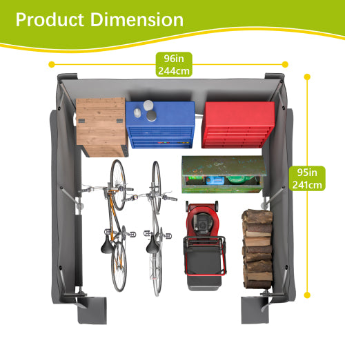 8x8 FT Multi-Purpose Outdoor Shelter Waterproof & UV-Resistant with Roll-Up Doors