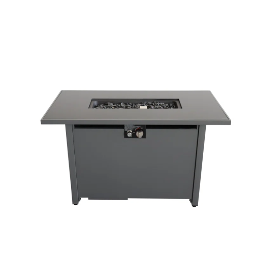 42  Smoked Glass Metal Rectangle Fire Pit